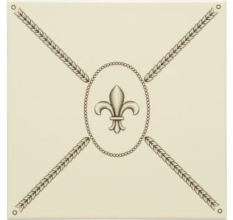 Cartouche with Fabergé Fleur de Lis Charcoal Grey on Colonial White
